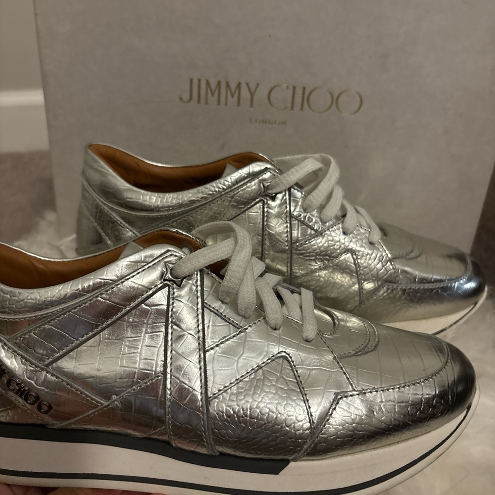 Jimmy Choo Metallic Silver Women’s Sneakers